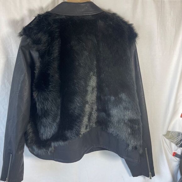 RACHEL Rachel Roy Milana Faux Leather/Faux Fur Plus Sz Moto Jacket Sz 2X - Picture 4 of 14